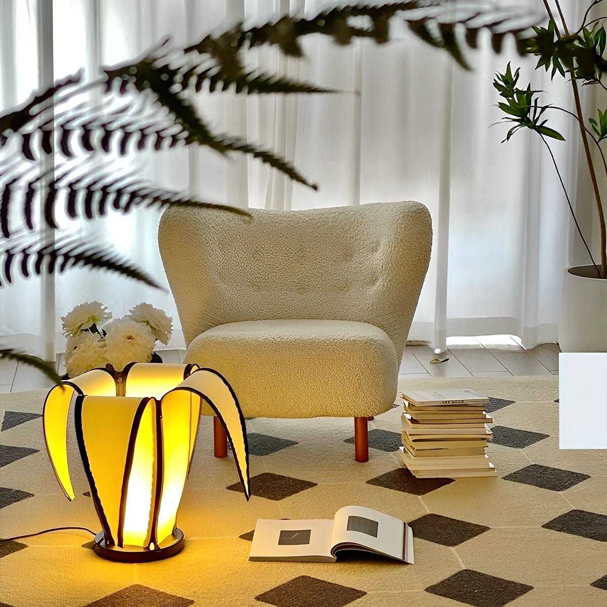 Modern Banana Design Plug In LED Floor Lamp Art Decor