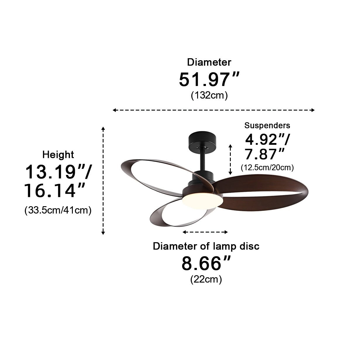 Modern Minimalist Geometric 6-Speed Reverse Ceiling Fan Light