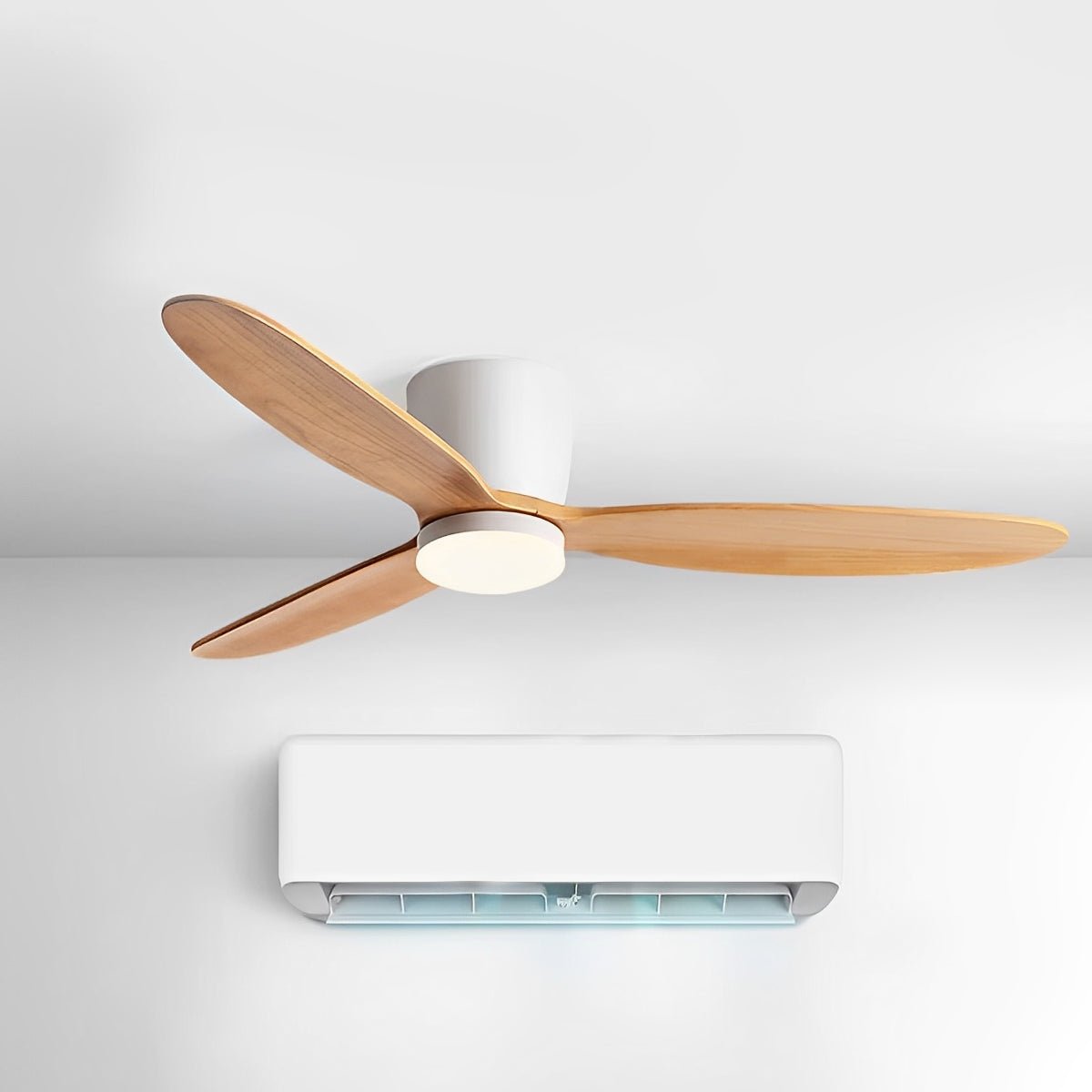 Modern Wood Grain Reverse 6-Speed Inverter Ceiling Fan Light