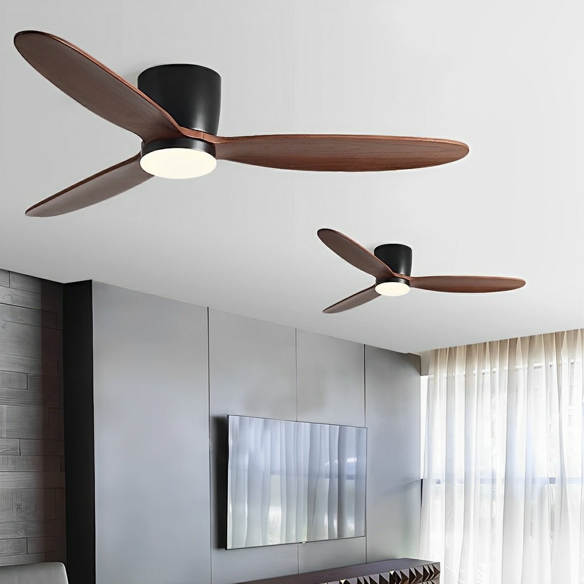 Modern Wood Grain Reverse 6-Speed Inverter Ceiling Fan Light