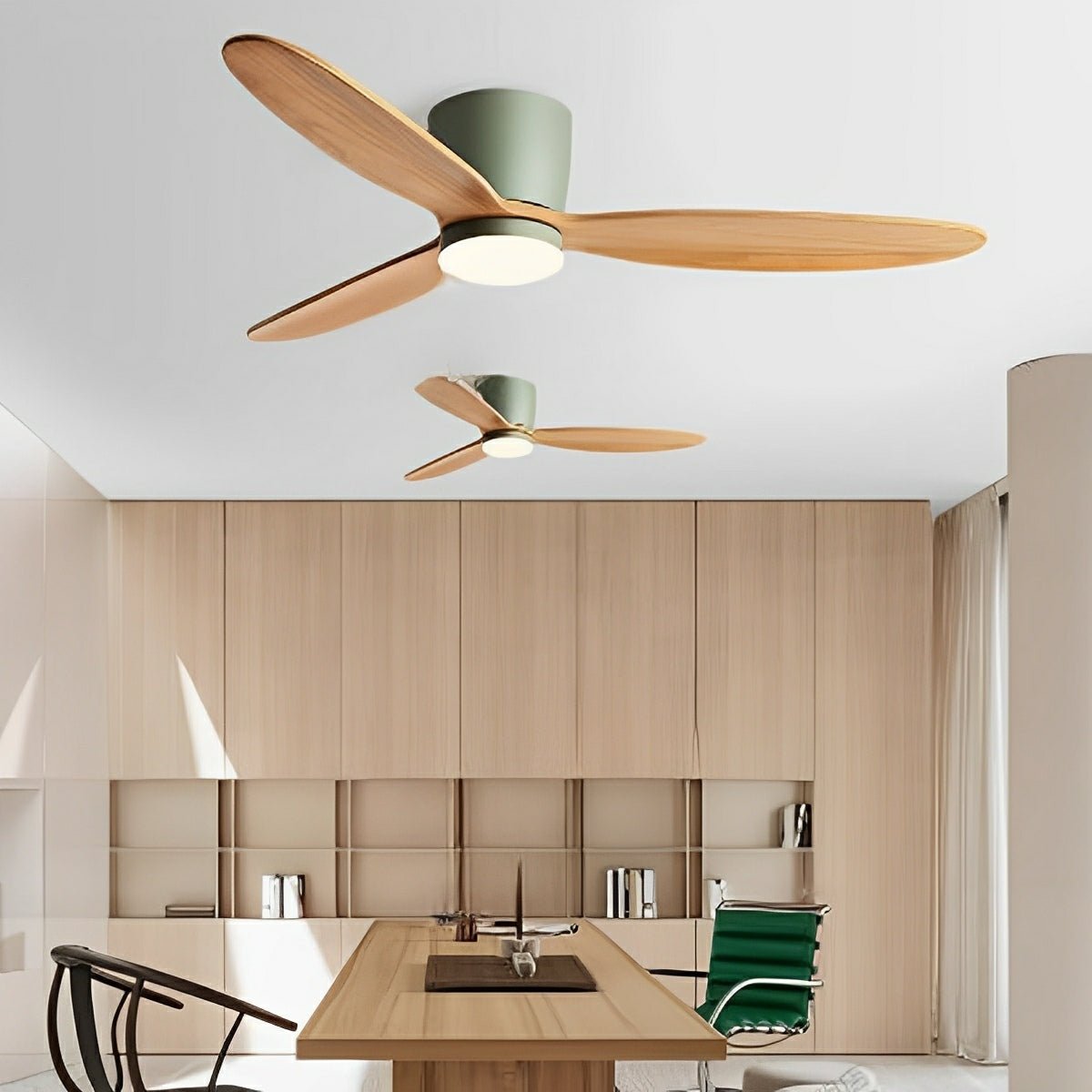 Modern Wood Grain Reverse 6-Speed Inverter Ceiling Fan Light
