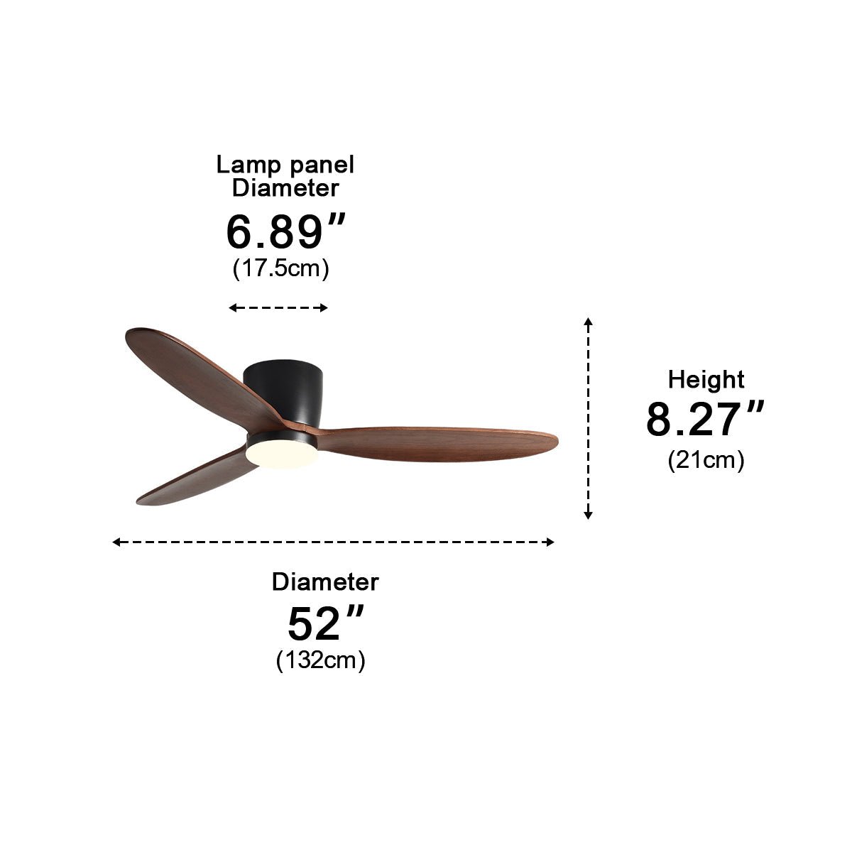 Modern Wood Grain Reverse 6-Speed Inverter Ceiling Fan Light