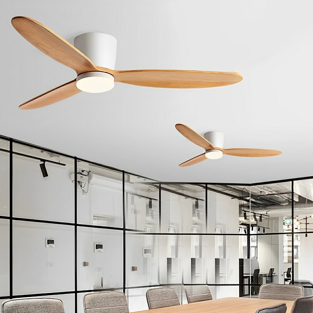 Modern Wood Grain Reverse 6-Speed Inverter Ceiling Fan Light