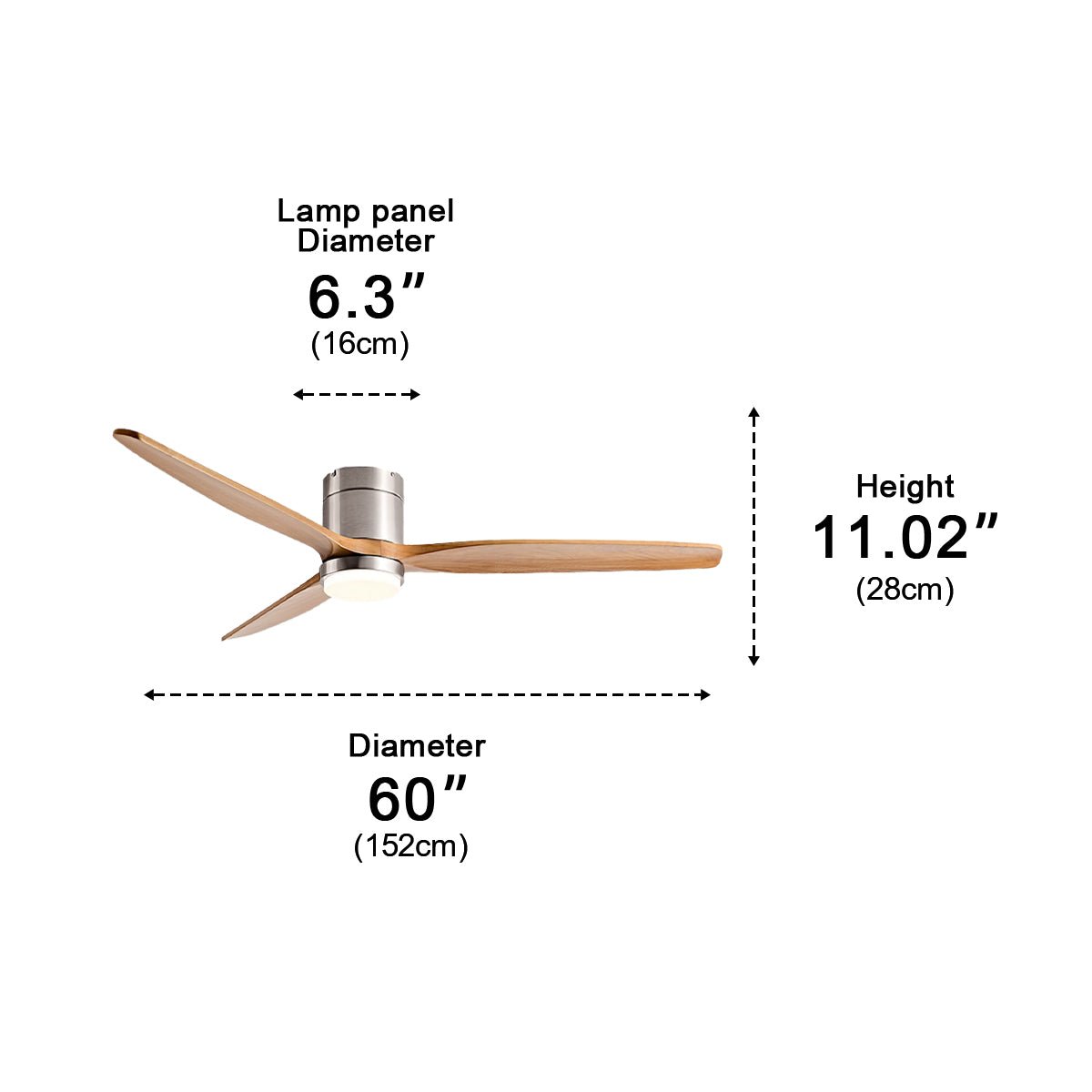 Modern Wood Grain 6-Speed Reverse Fan Ceiling Fan Light