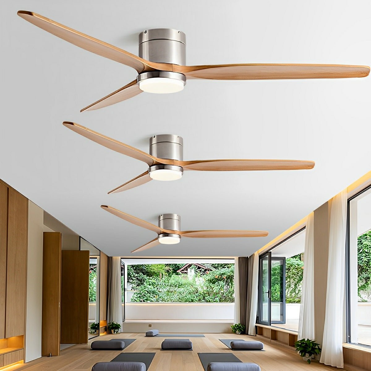 Modern Wood Grain 6-Speed Reverse Fan Ceiling Fan Light