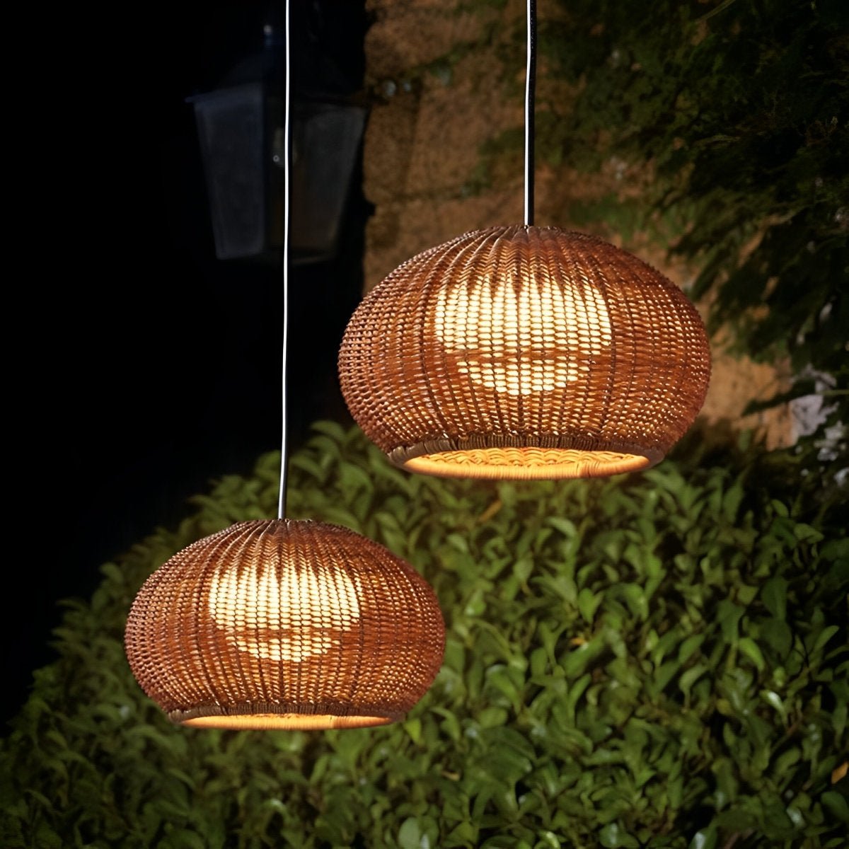 Outdoor Waterproof Oval Rattan Lanterns Pendant Lights