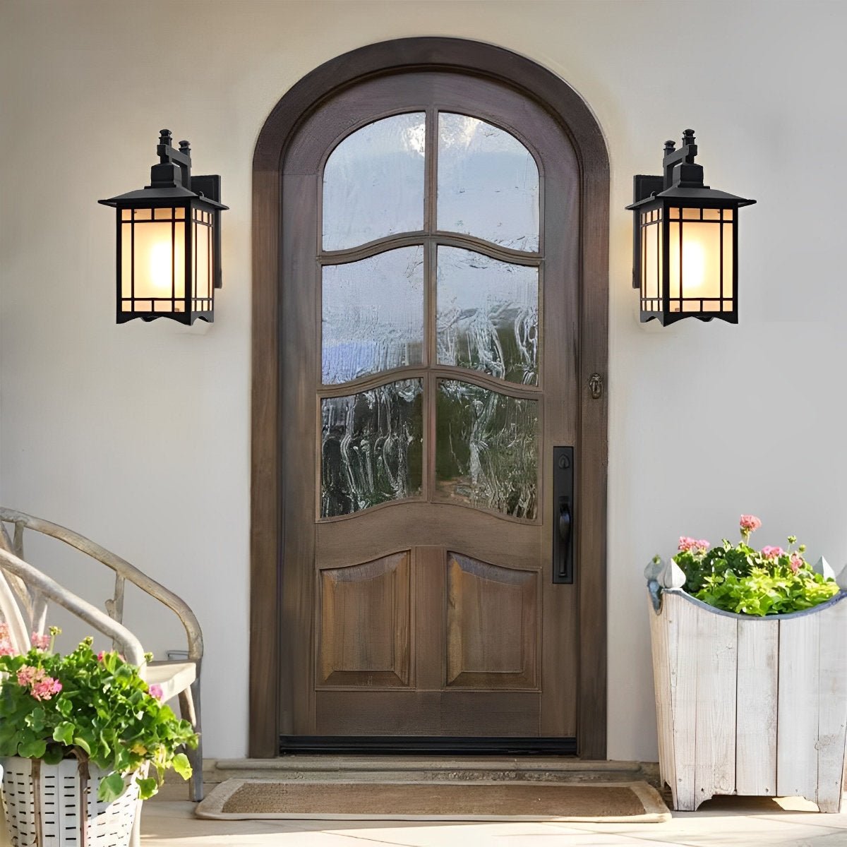 Retro Waterproof LED Vintage Solar Wall Lamp with Remote Wall Sconce Lighting