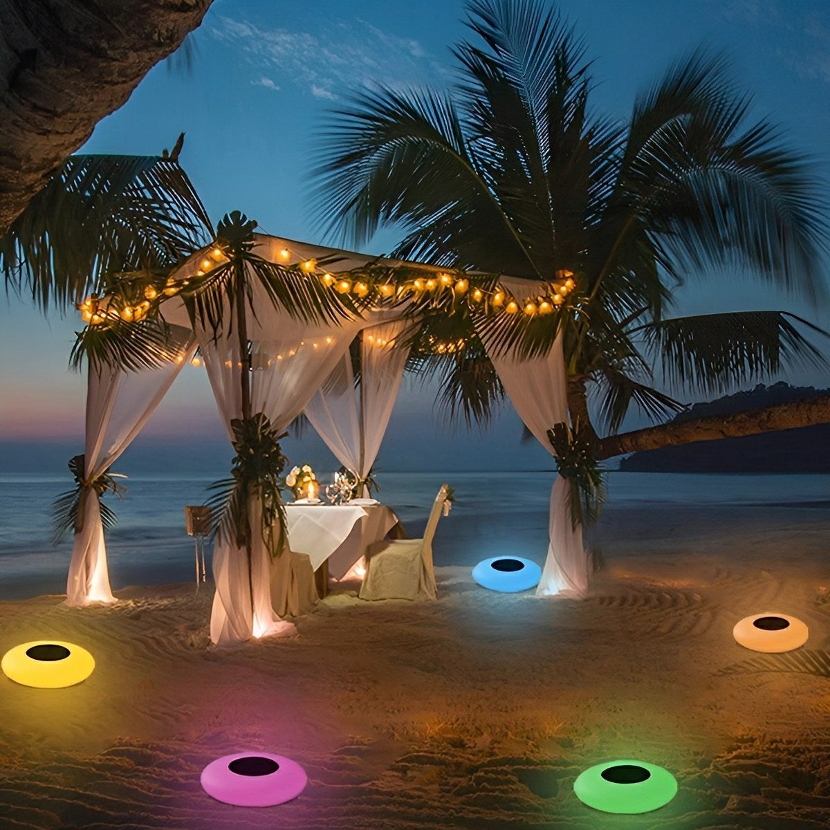 Round Colourful RGB LED Waterproof Solar Modern Outdoor Lights Pool Lights Water Floating Light Pond Lamp