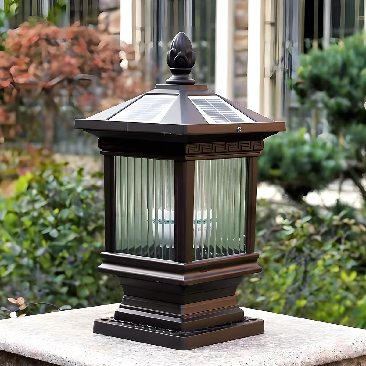 Vintage Grille Glass Shade Lampshade Waterproof Fence Post Lights