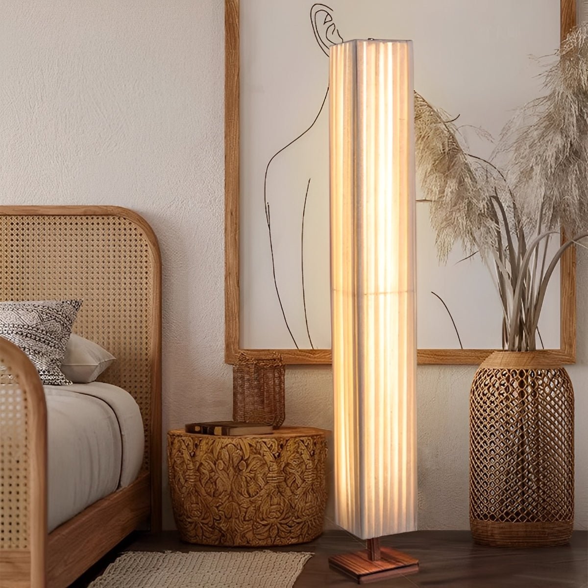 Vintage Square Column Plug In LED Floor Lamp