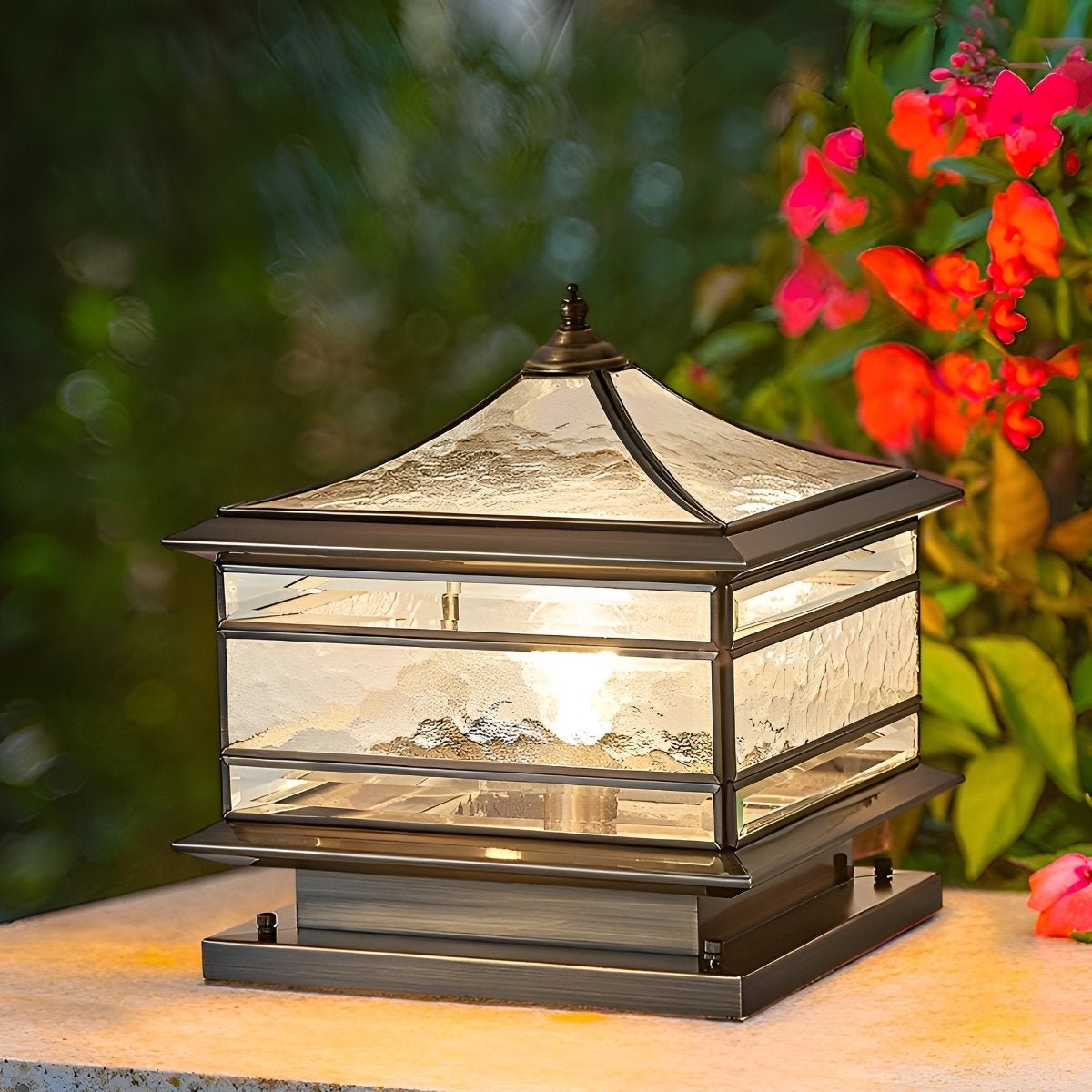 Waterproof Glass Copper Vintage Outdoor Fence Post Lights Pillar Light Column Lamp