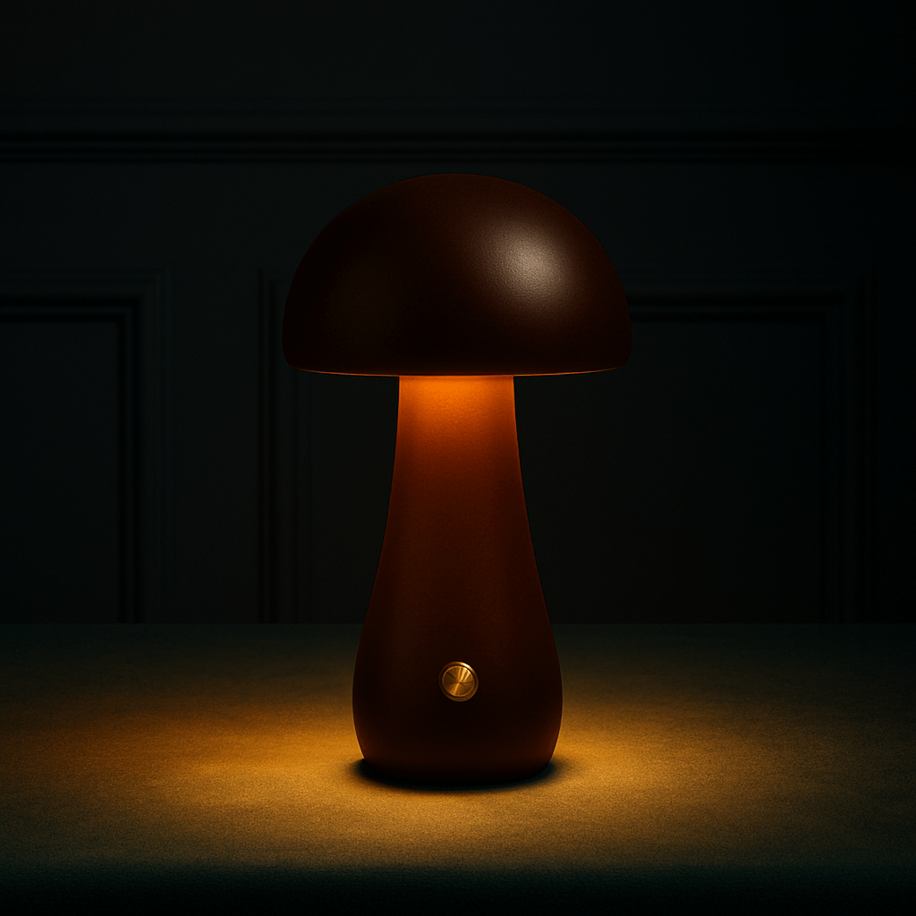 Walnut wood mushroom lamp