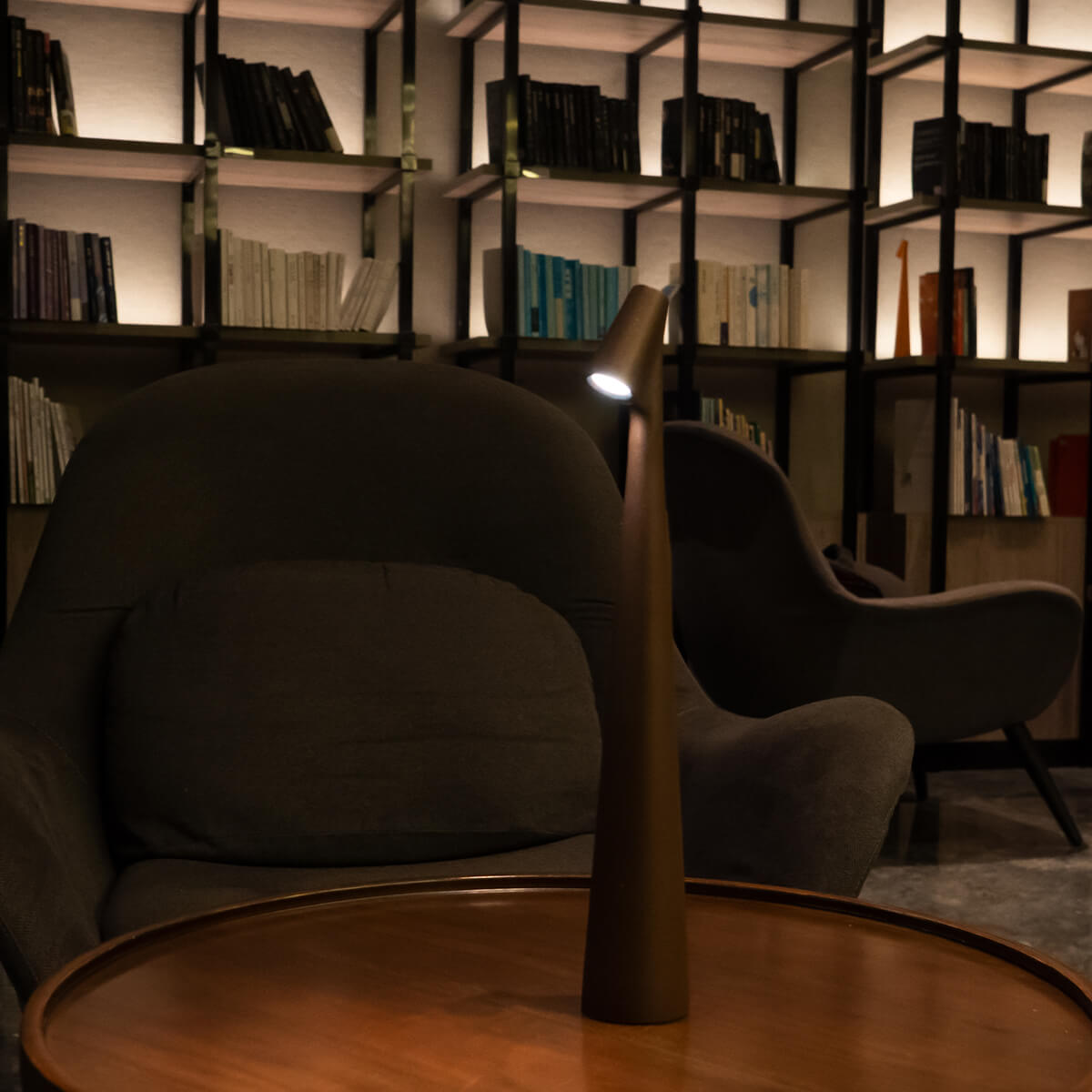 brown sleek table lamp