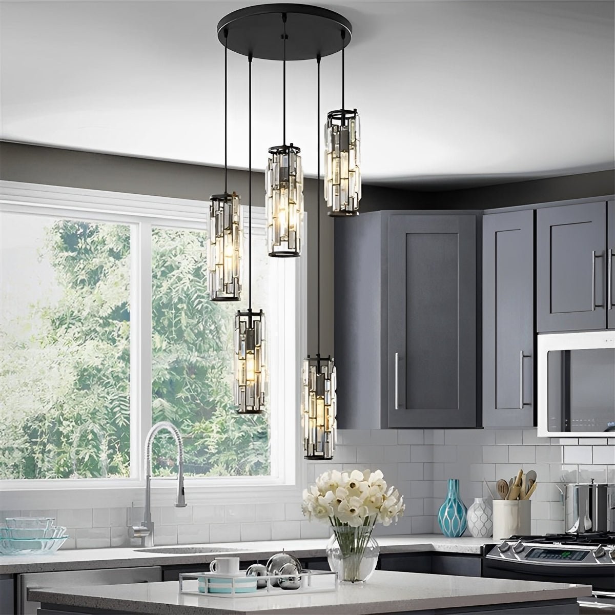 Creative Iron Crystal Glass Chandelier Pendant Lights Ceiling Lamp