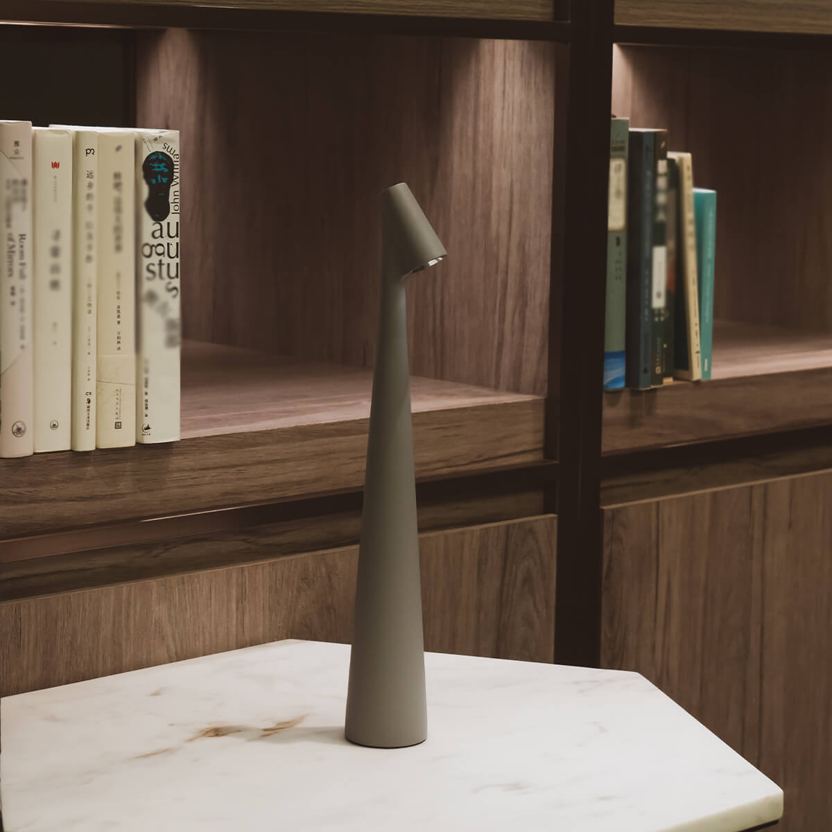 gray sleek table lamp
