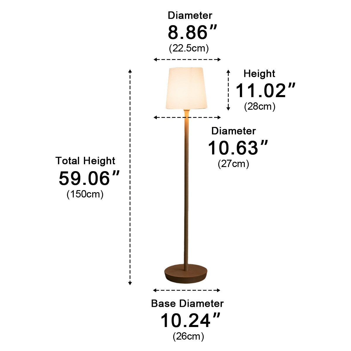 Modern Beech Wood Fabric Drum Shade LED Floor Lamp