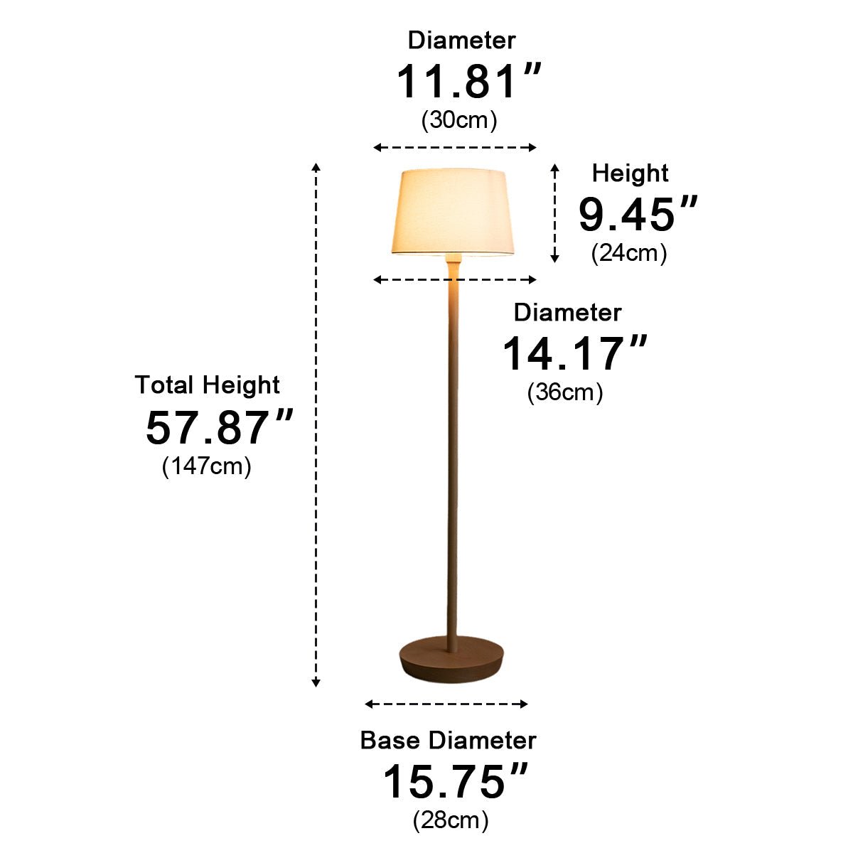 Modern Beech Wood Fabric Drum Shade LED Floor Lamp