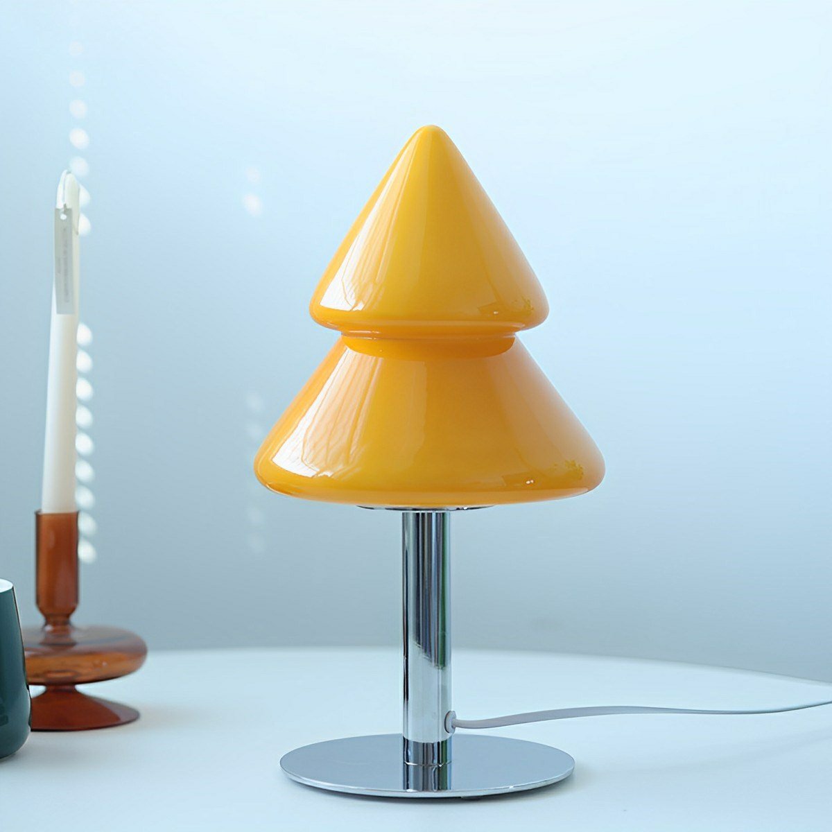 Modern Christmas Tree Glass  LED Table Lamp Plug In
