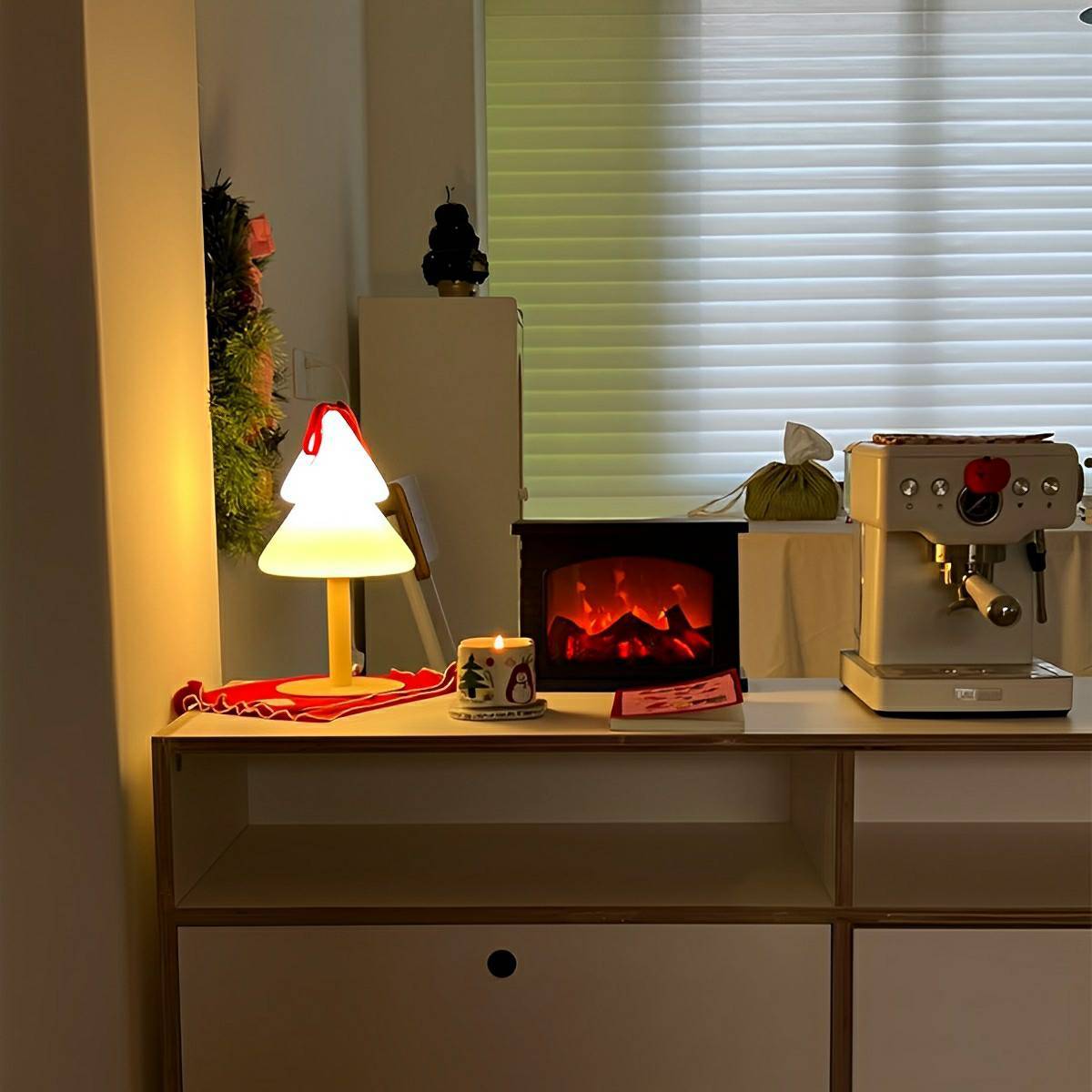Modern Christmas Tree Glass  LED Table Lamp Plug In