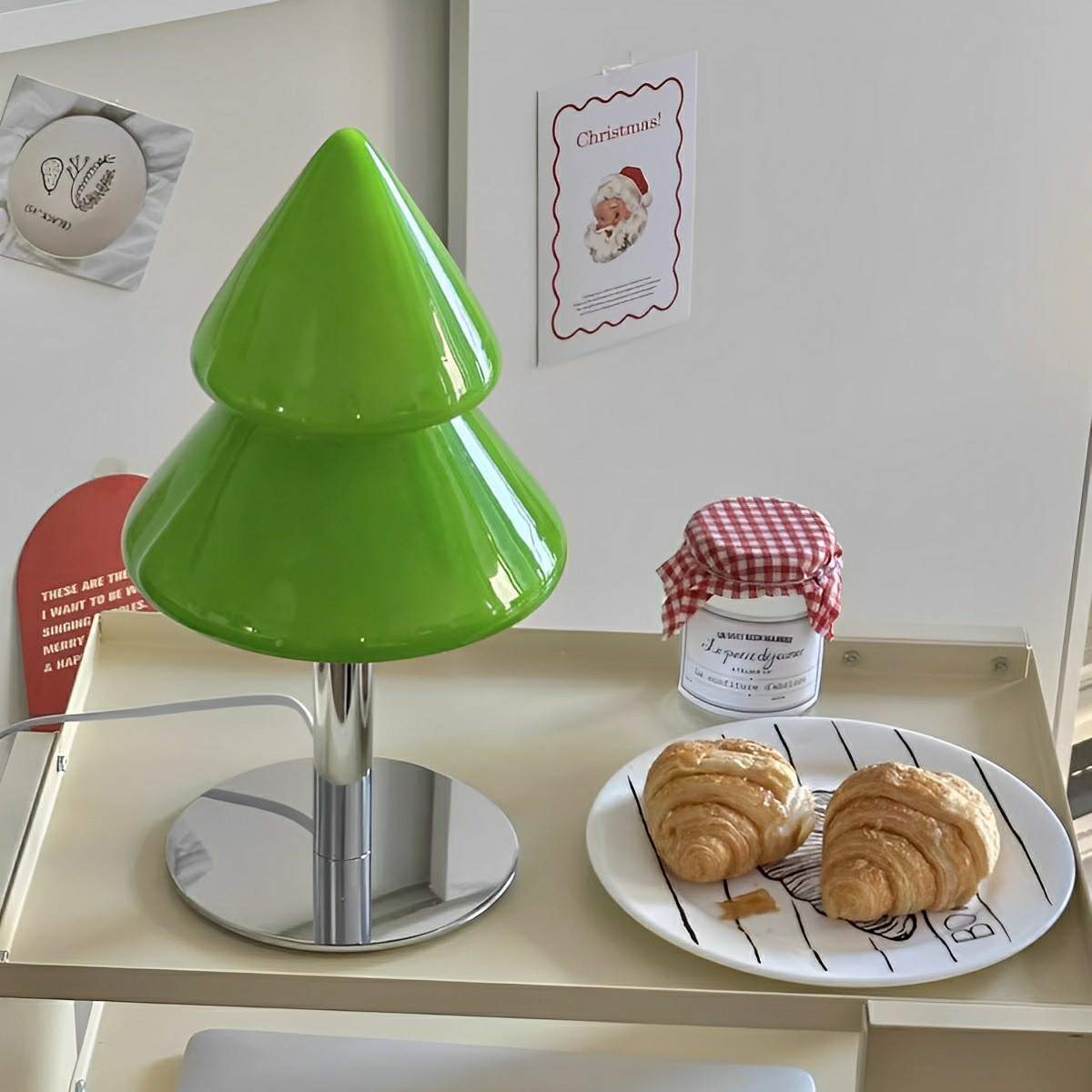 Modern Christmas Tree Glass  LED Table Lamp Plug In