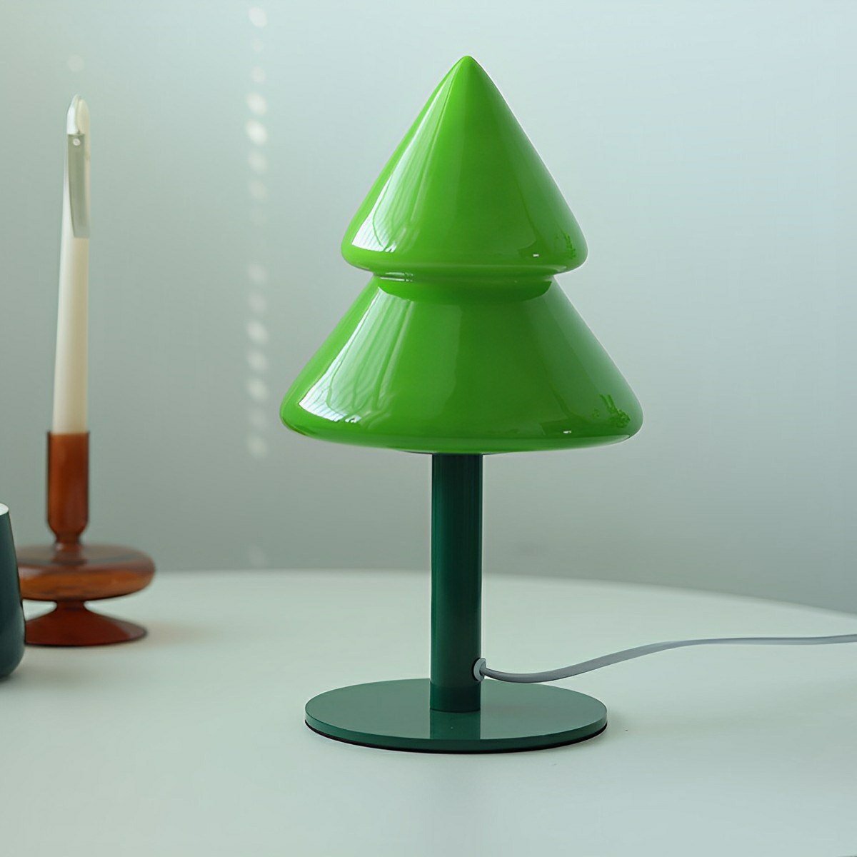 Modern Christmas Tree Glass  LED Table Lamp Plug In