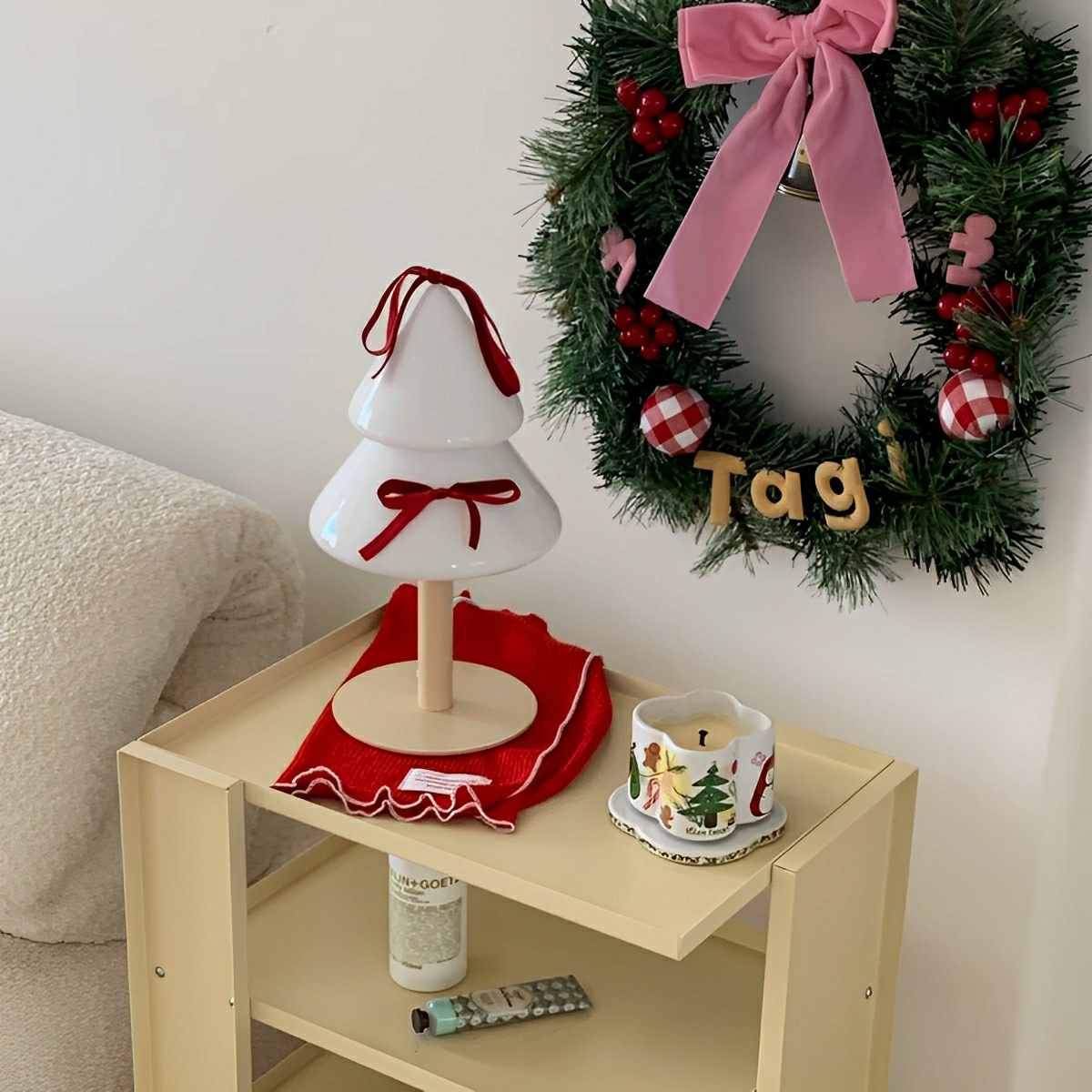Modern Christmas Tree Glass  LED Table Lamp Plug In