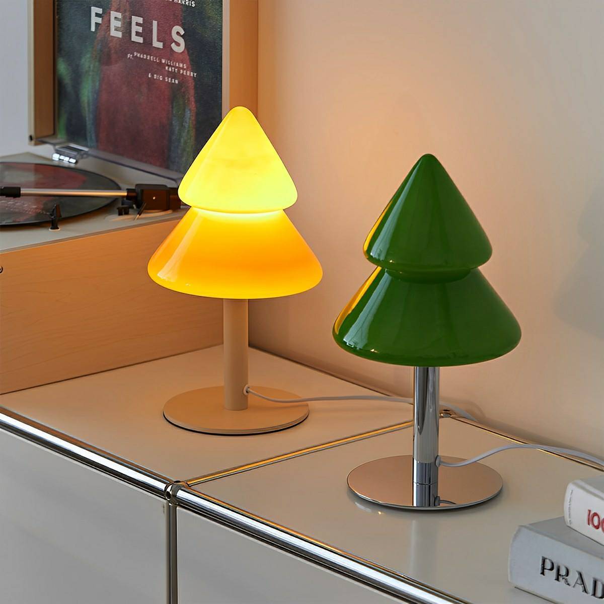 Modern Christmas Tree Glass  LED Table Lamp Plug In