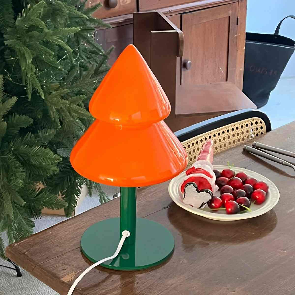 Modern Christmas Tree Glass  LED Table Lamp Plug In