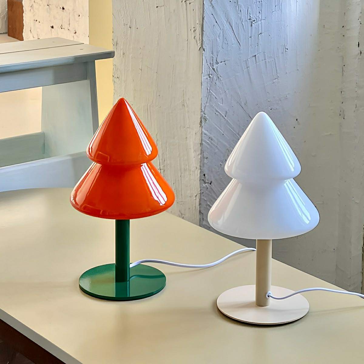 Modern Christmas Tree Glass  LED Table Lamp Plug In
