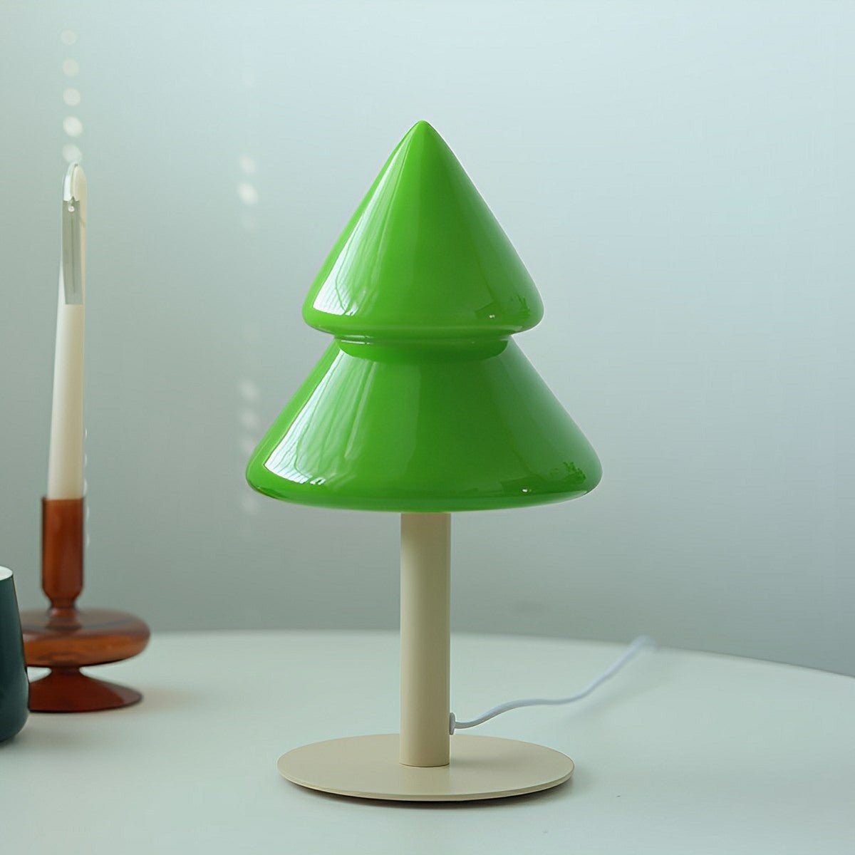 Modern Christmas Tree Glass  LED Table Lamp Plug In