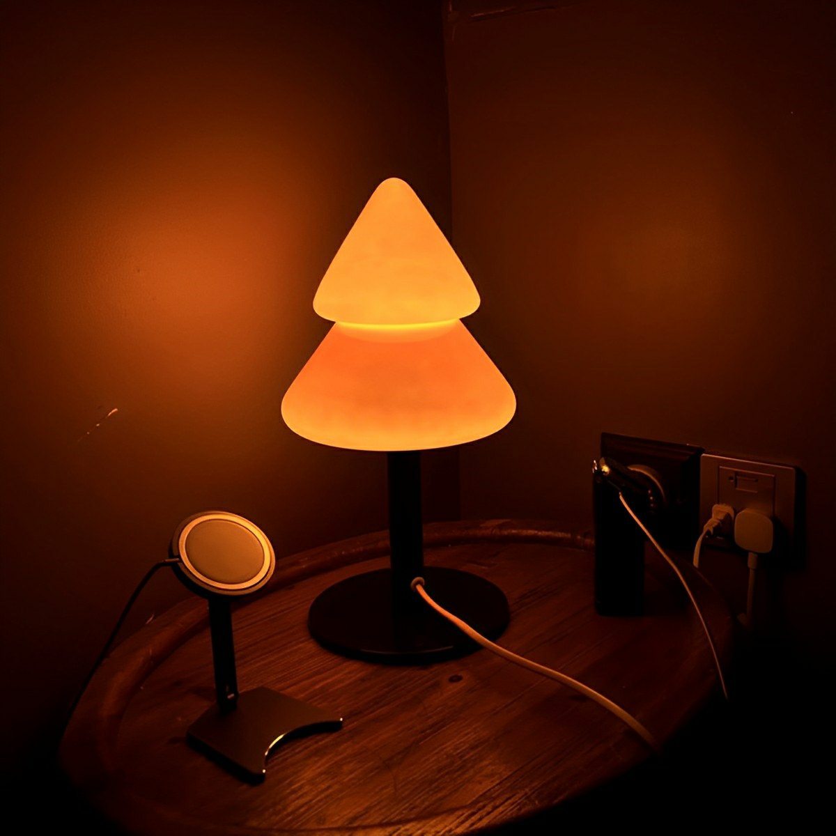 Modern Christmas Tree Glass  LED Table Lamp Plug In