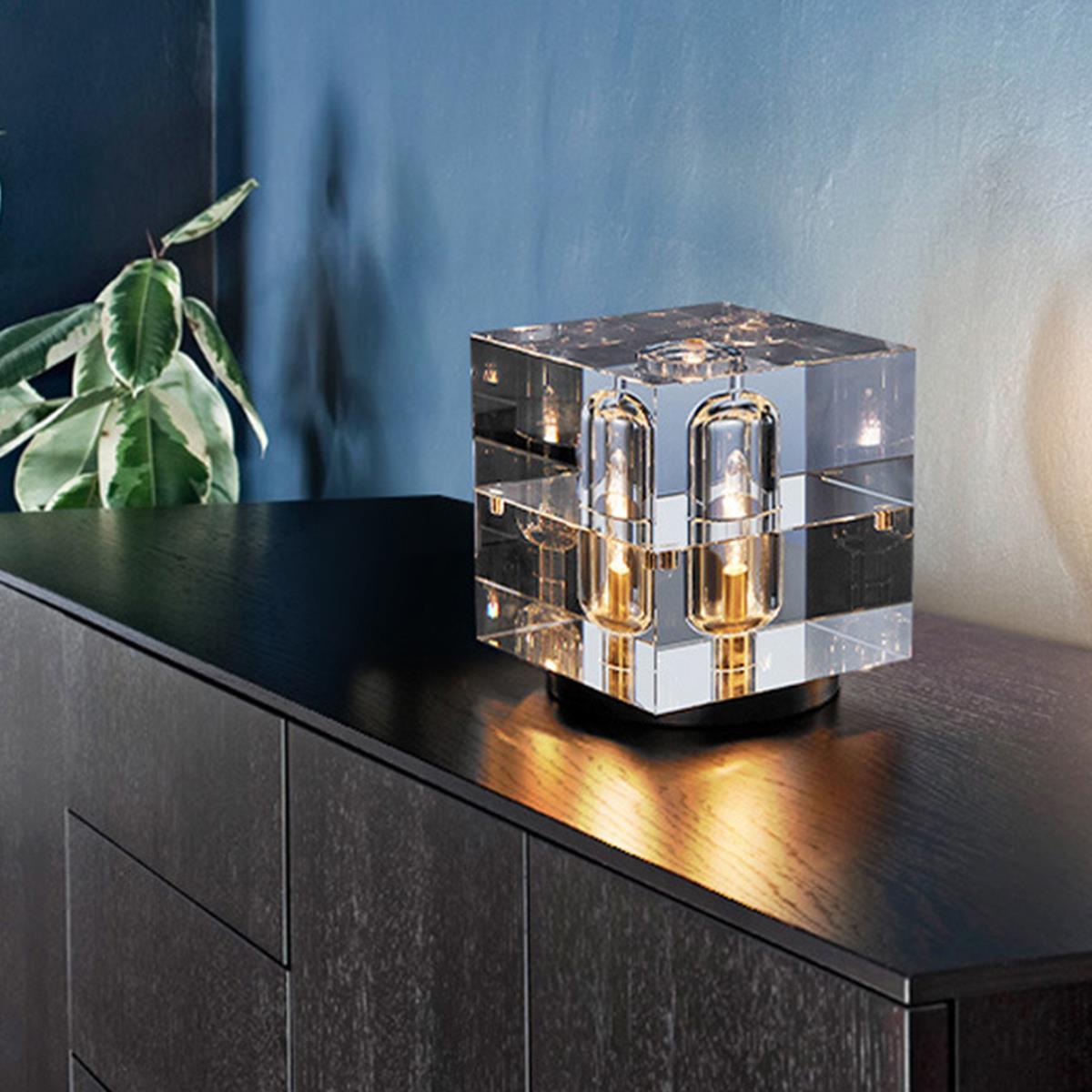 Modern Luxury Square Crystal LED Indoor Table Lamp