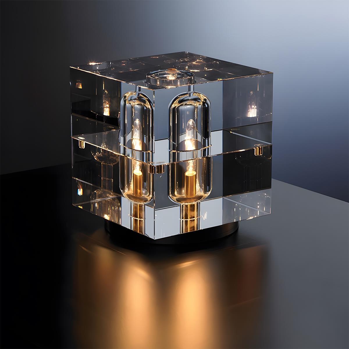 Modern Luxury Square Crystal LED Indoor Table Lamp
