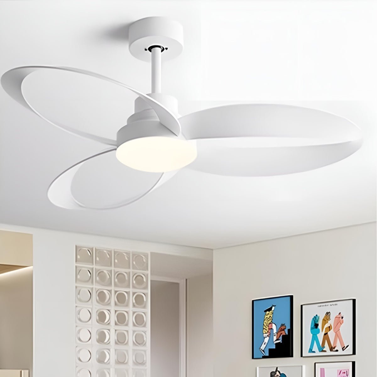 Modern Minimalist Geometric 6-Speed Reverse Ceiling Fan Light