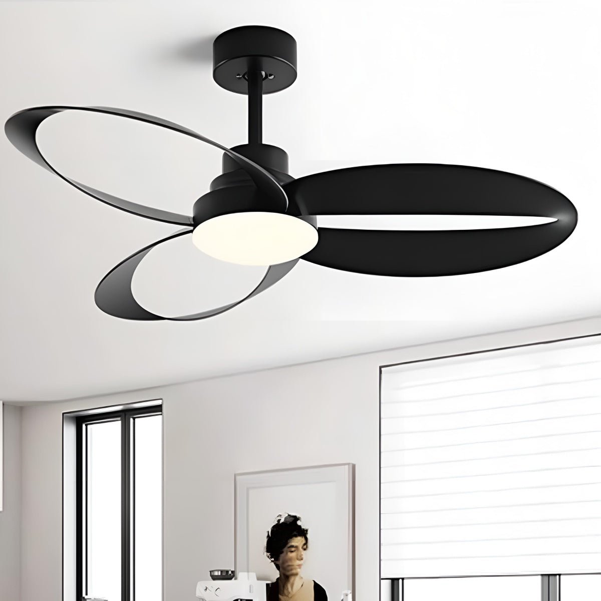 Modern Minimalist Geometric 6-Speed Reverse Ceiling Fan Light