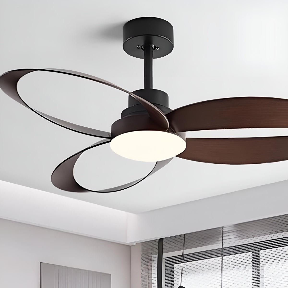 Modern Minimalist Geometric 6-Speed Reverse Ceiling Fan Light
