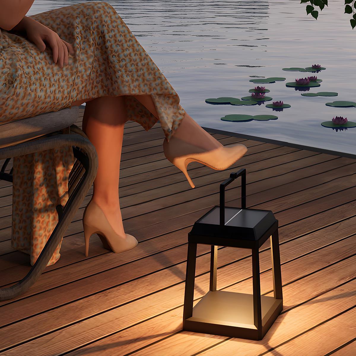 Modern Minimalist Waterproof Solar LED Outdoor Lantern Table Lamp