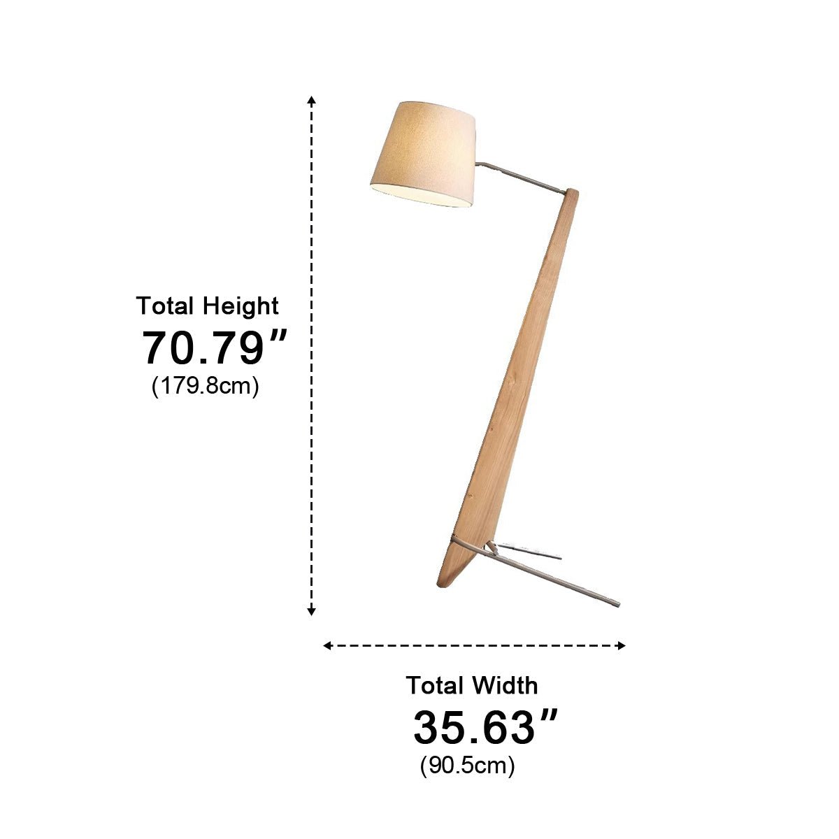 Modern Tilt Wood Fabric Drum Shade Floor Lamp