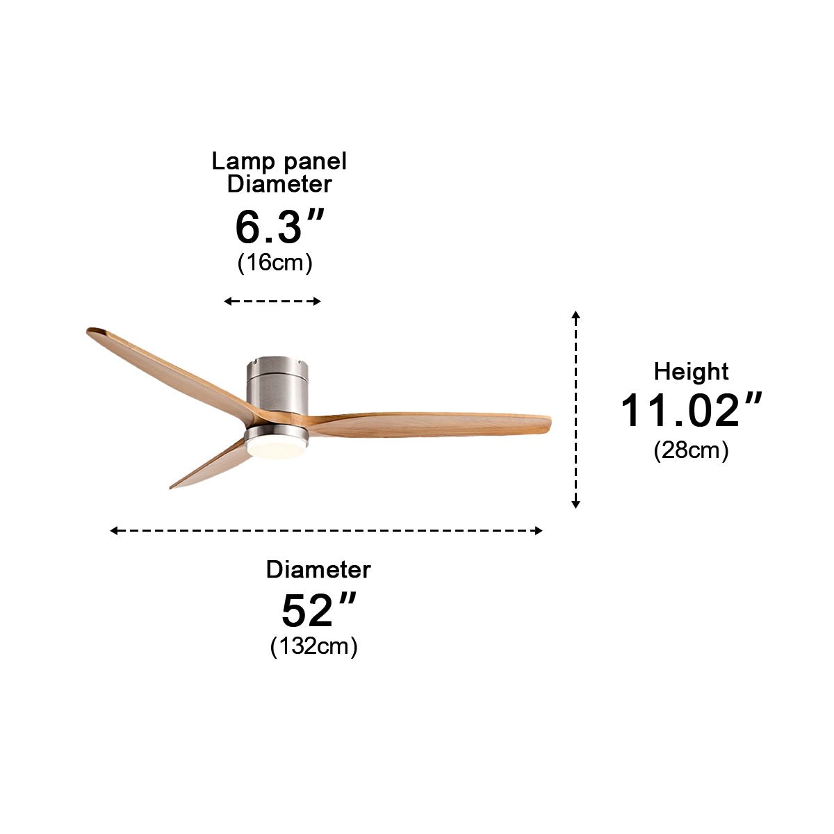Modern Wood Grain 6-Speed Reverse Fan Ceiling Fan Light