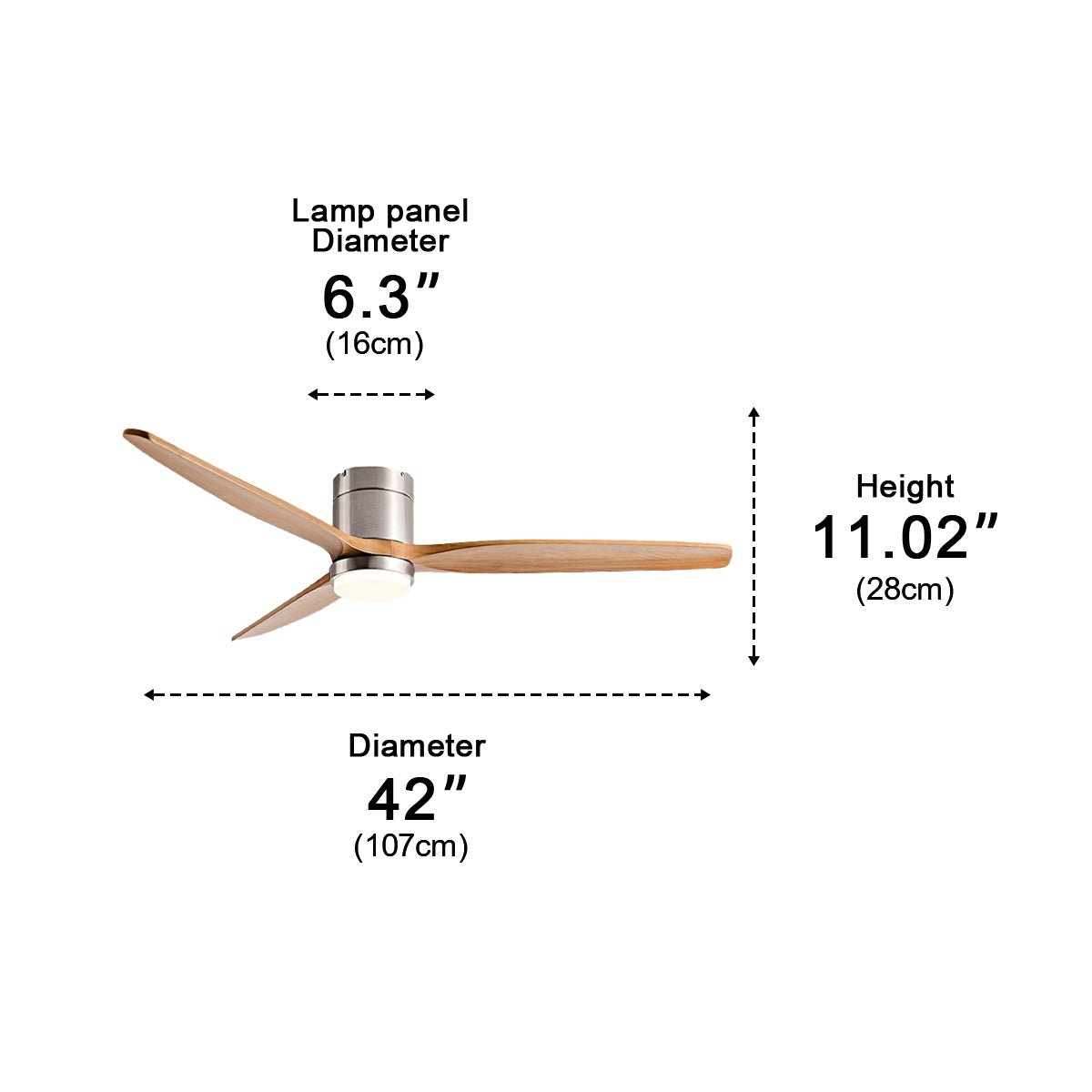 Modern Wood Grain 6-Speed Reverse Fan Ceiling Fan Light