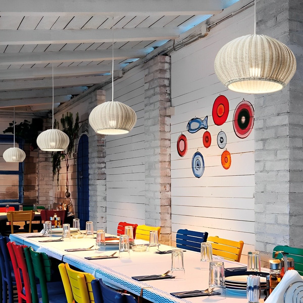 Outdoor Waterproof Oval Rattan Lanterns Pendant Lights