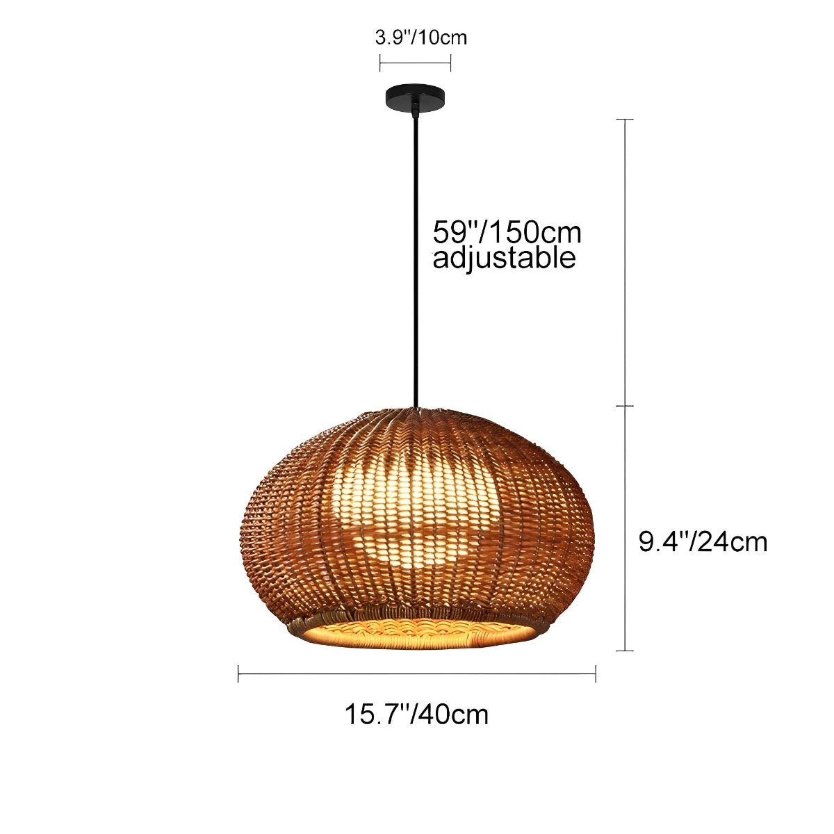 Outdoor Waterproof Oval Rattan Lanterns Pendant Lights