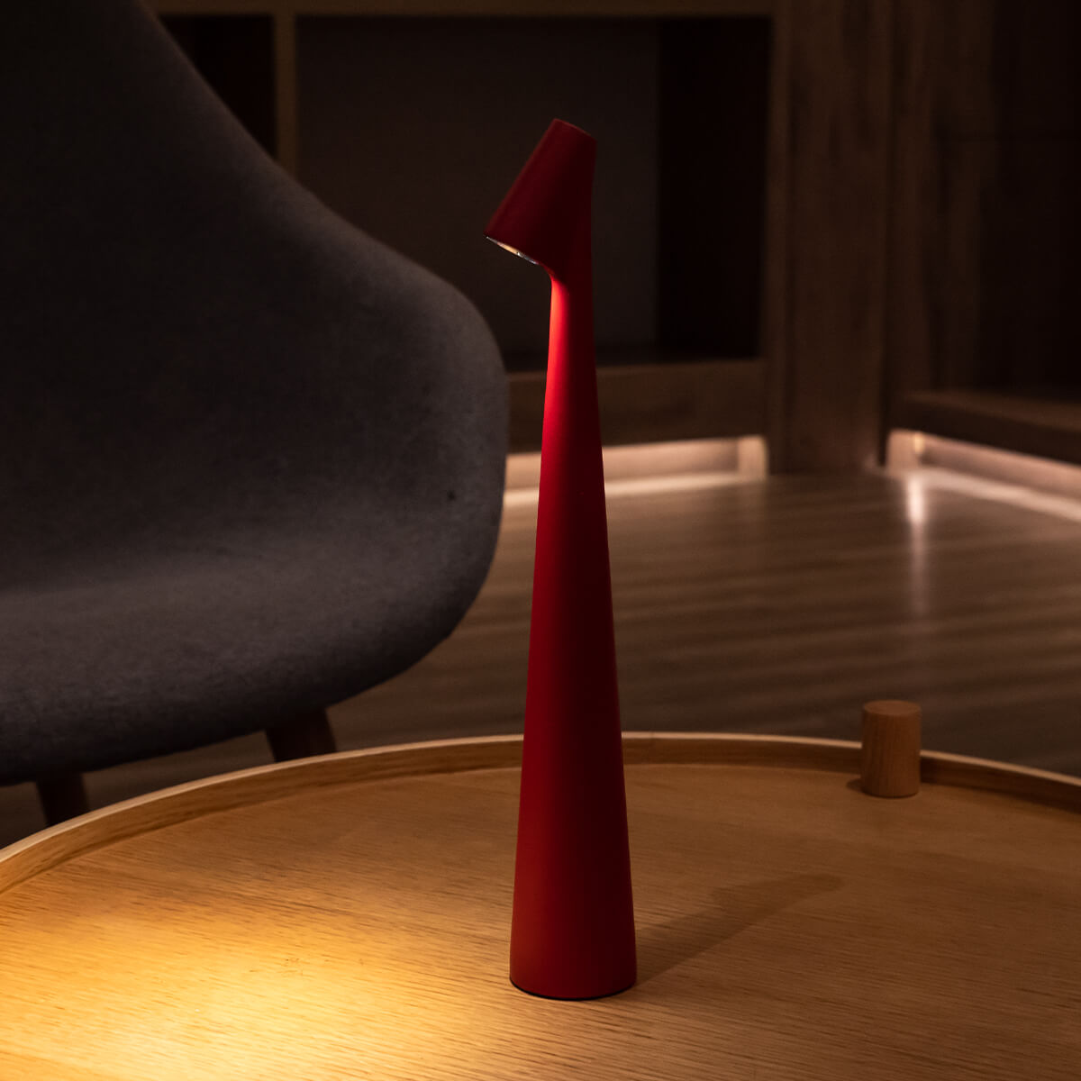red minimalist lamp