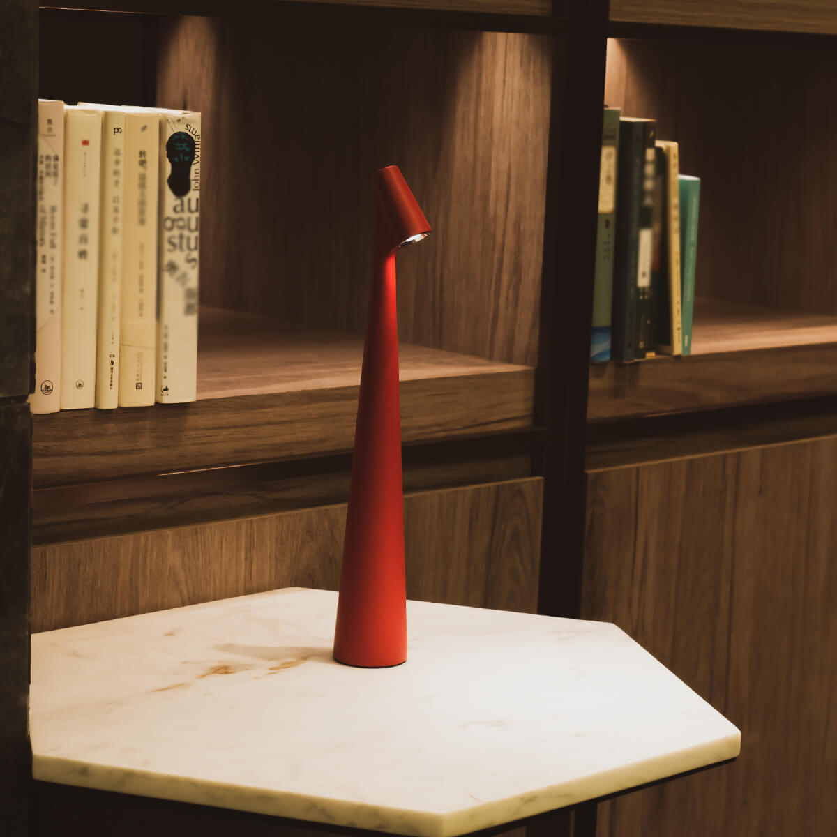red sleek table lamps