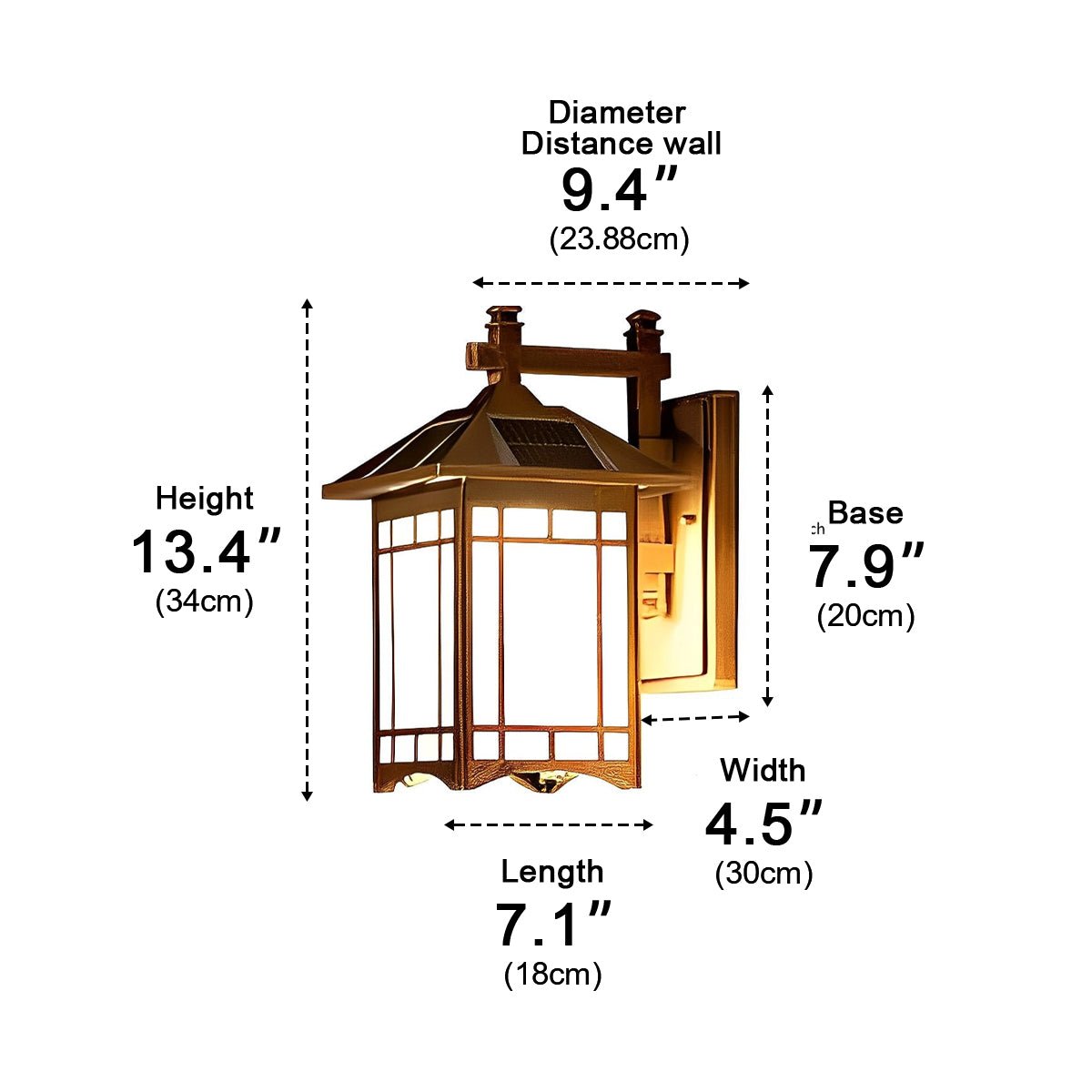 Retro Waterproof LED Vintage Solar Wall Lamp with Remote Wall Sconce Lighting