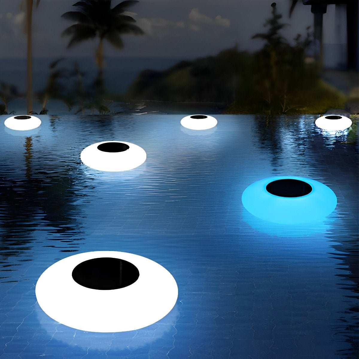 Round Colourful RGB LED Waterproof Solar Modern Outdoor Lights Pool Lights Water Floating Light Pond Lamp