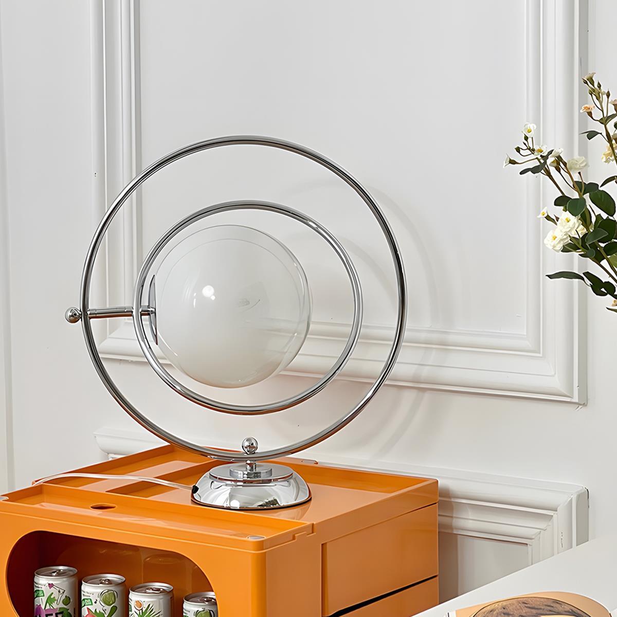 Vintage Glass Rotating Globe Bedside Table Lamp