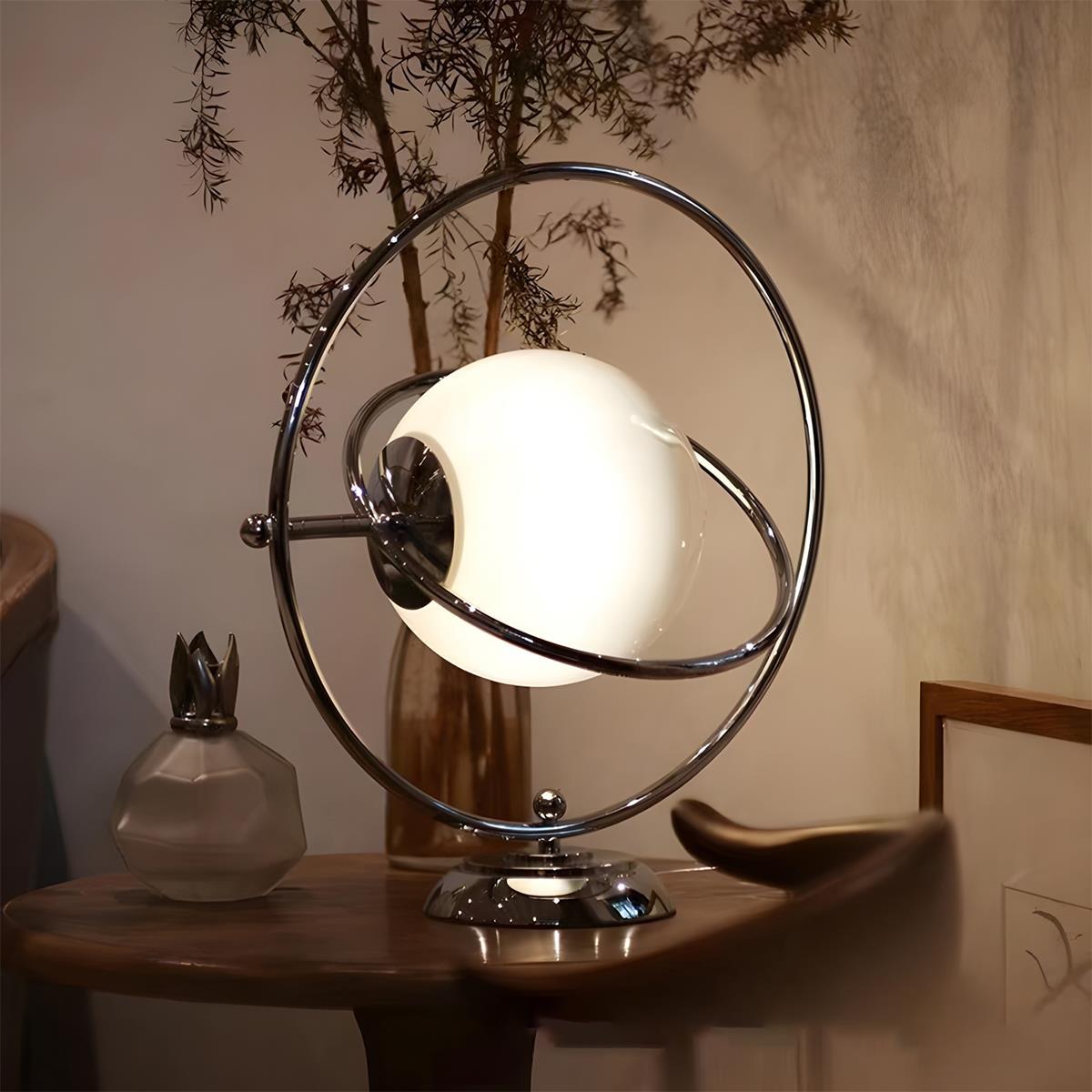 Vintage Glass Rotating Globe Bedside Table Lamp