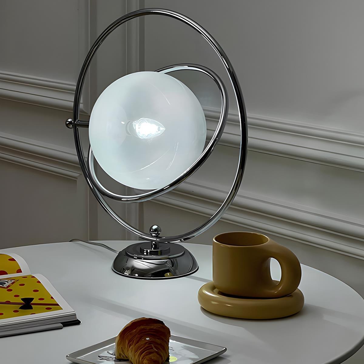 Vintage Glass Rotating Globe Bedside Table Lamp