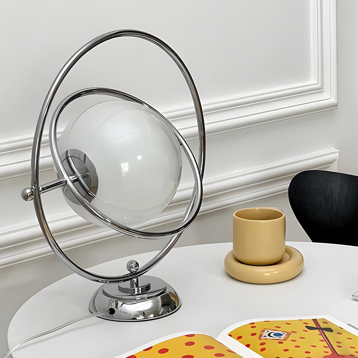 Vintage Glass Rotating Globe Bedside Table Lamp